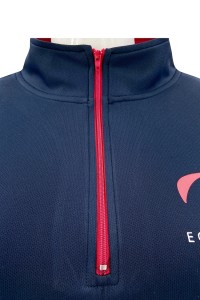 Design Contrast Half Chest Zipper Long Sleeve Corporate Collar Contrast Zipper Women's Racing Training Wear Sweatshirt Design Functional Sweatshirt Supplier W221 detail view-7